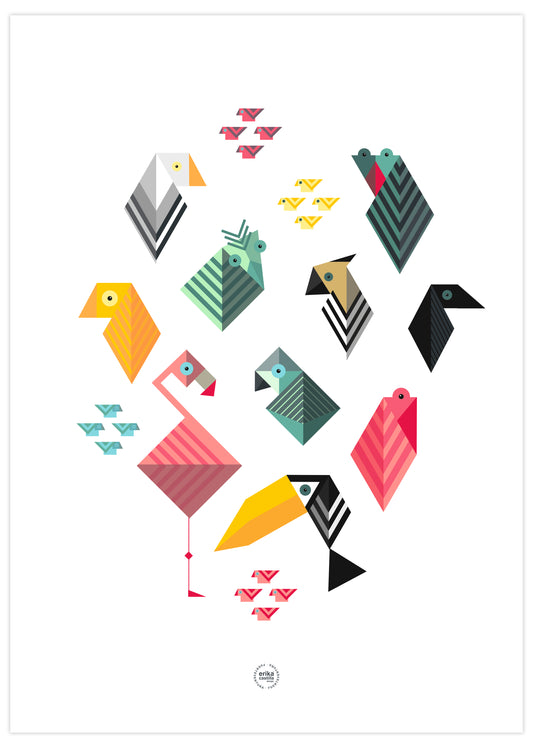 Geometric Birds Poster 50x70
