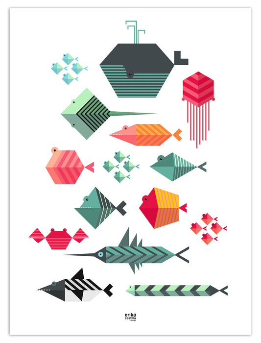 Lámina Peces Geométricos - Mojo Art Shop