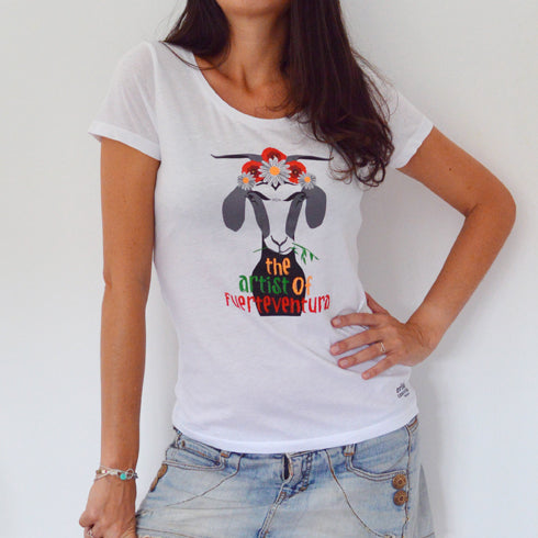 Camiseta Cabra Frida Mangas - Mojo Art Shop