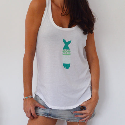 Camiseta Pez Vertical Azul - Mojo Art Shop