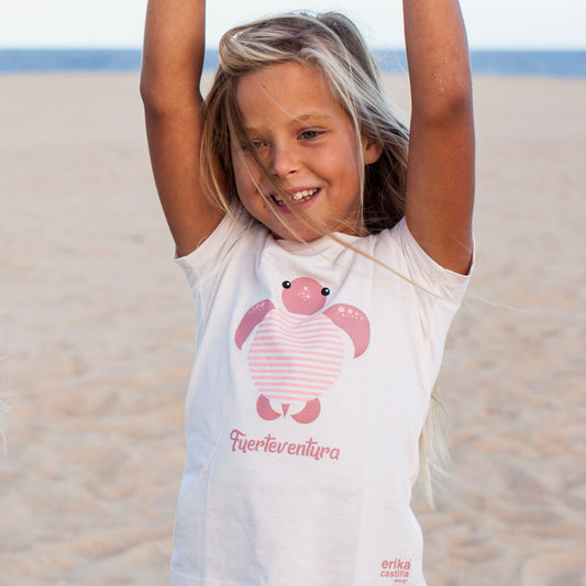 Camiseta Tortuga Rayas Rosa - Mojo Art Shop