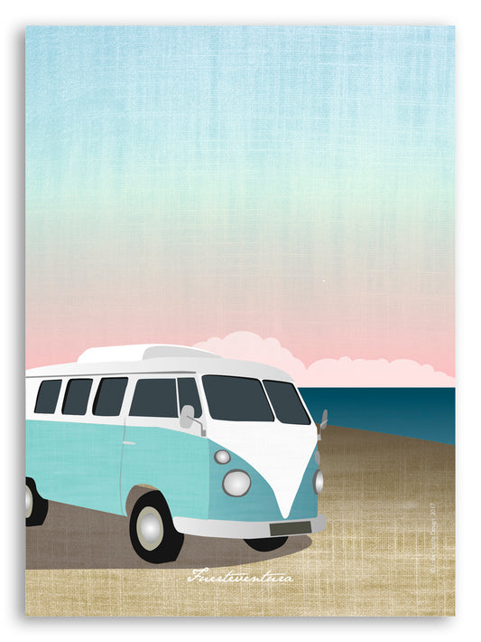 Lámina Furgo 13x18 cm con marco blanco