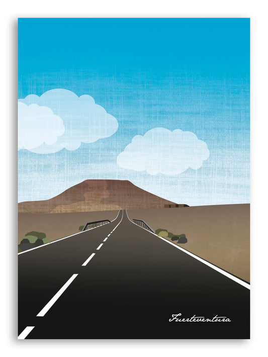 Lámina Montaña Roja 13x18 cm con marco blanco