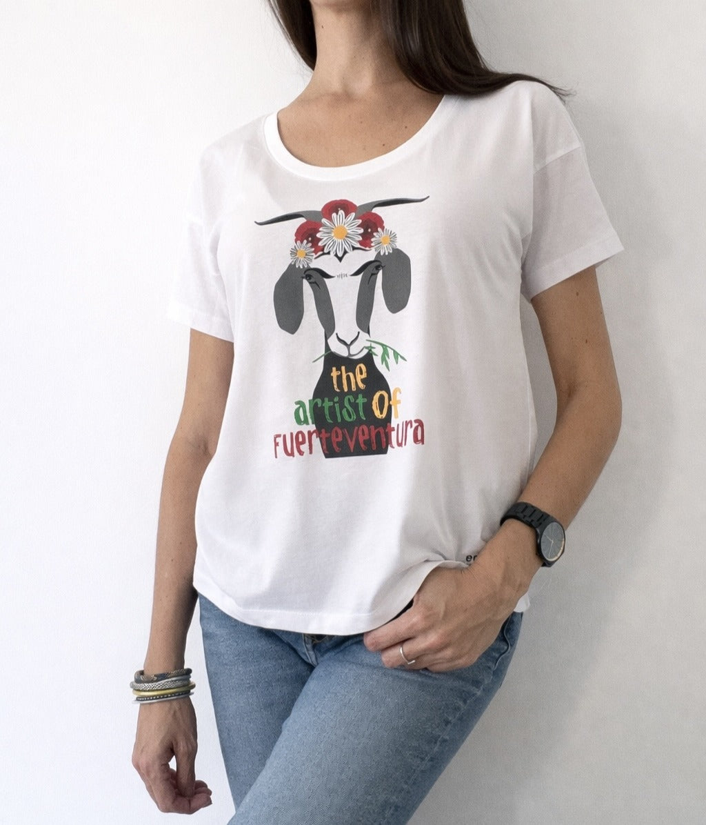 Camiseta Cabra Frida Mangas - Mojo Art Shop